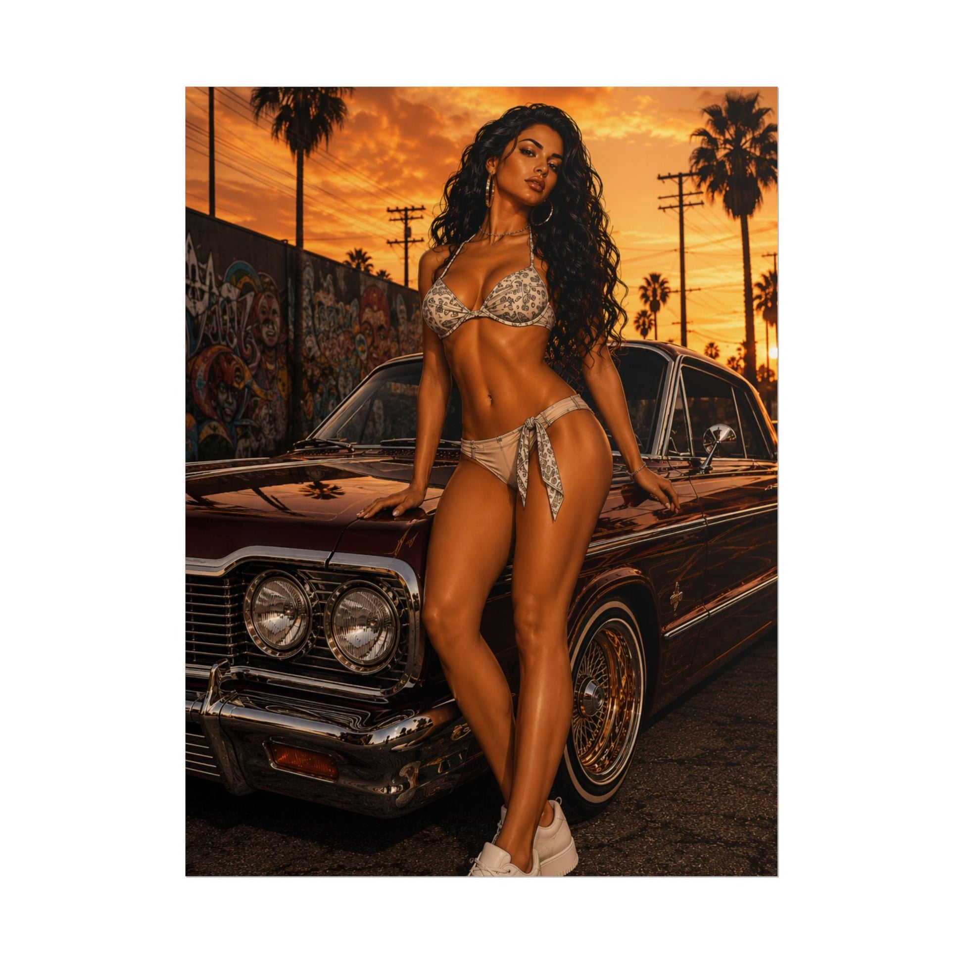 Bikini Model Lowrider Poster - 12’’ x 16’’ (Vertical) / Matte - Poster