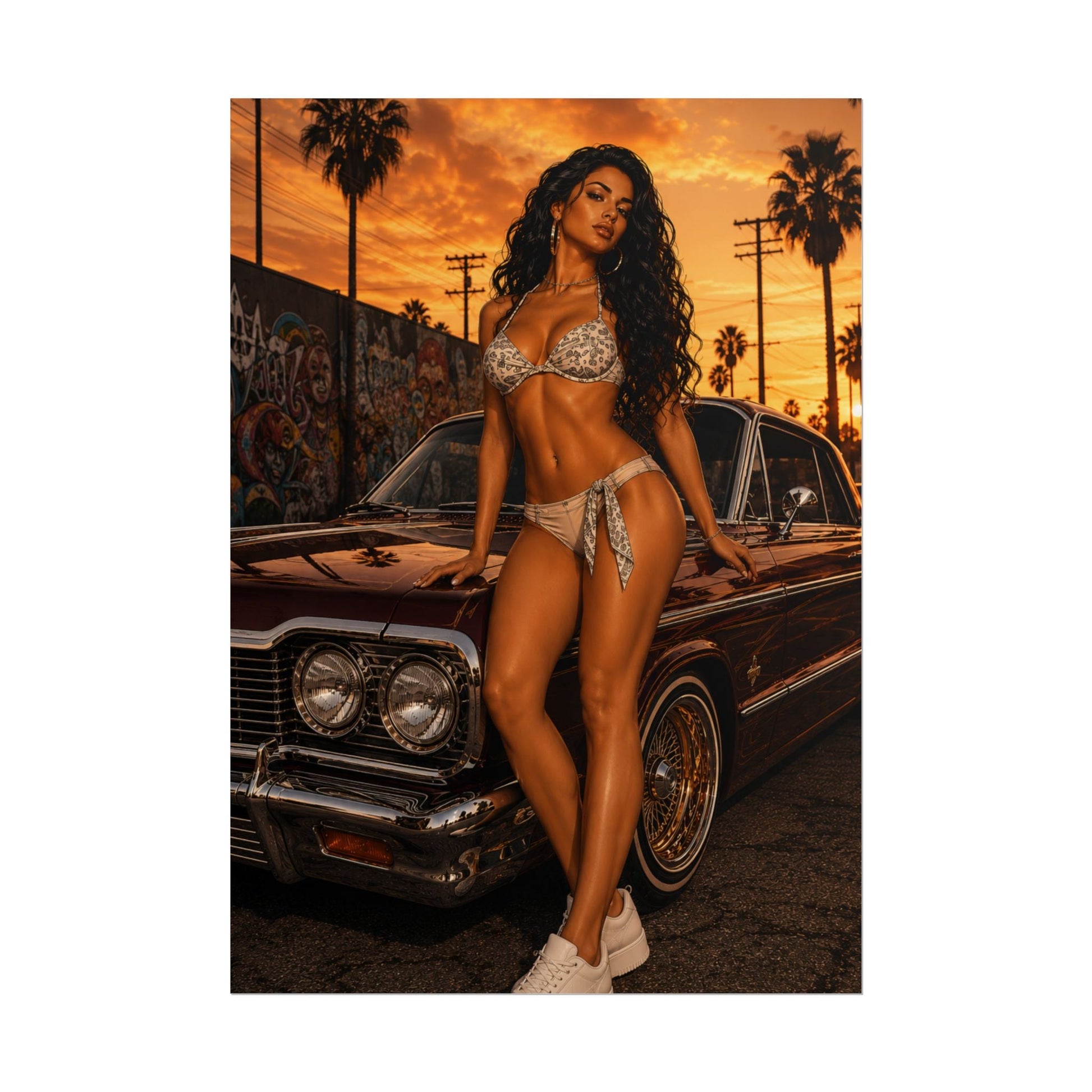 Bikini Model Lowrider Poster - 16.5’’ x 23.4’’ (Vertical) / Matte - Poster